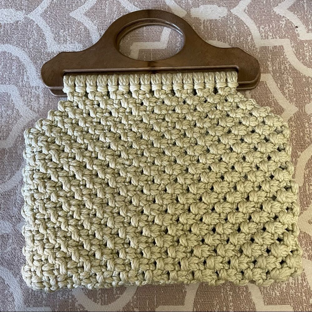 Vintage Macrame Rope Purse Cattails Purse Handbag Coastal Cottage - Picture 2 of 5